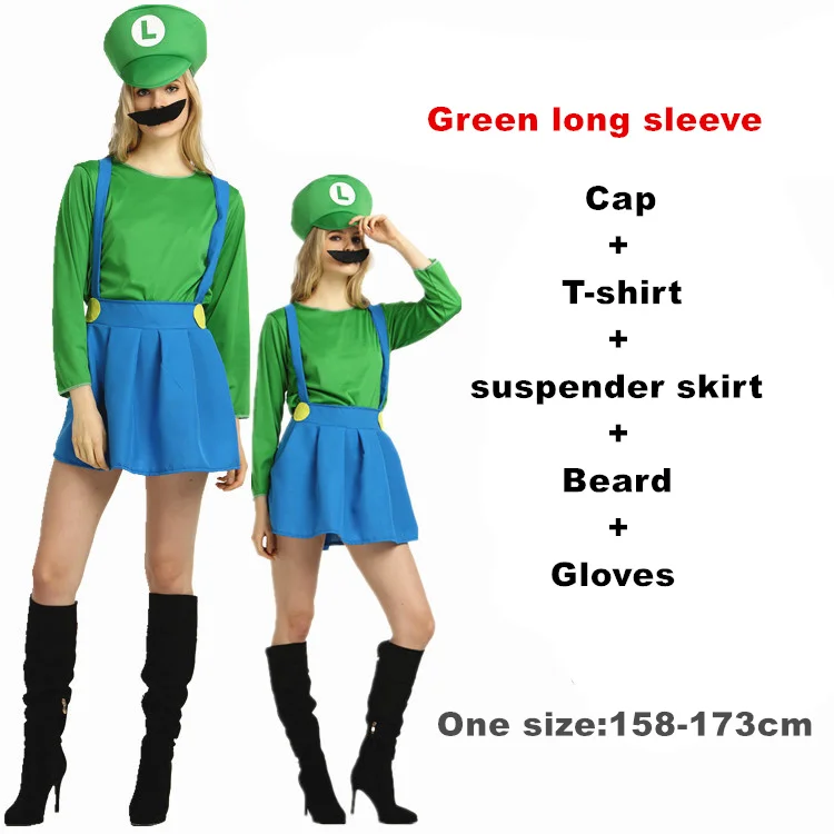 Взрослый Хэллоуин Супер Марио Детский костюм косплей семья Funy Luigi Bros сантехник Пурим костюм нарядное платье Рождественские Вечерние