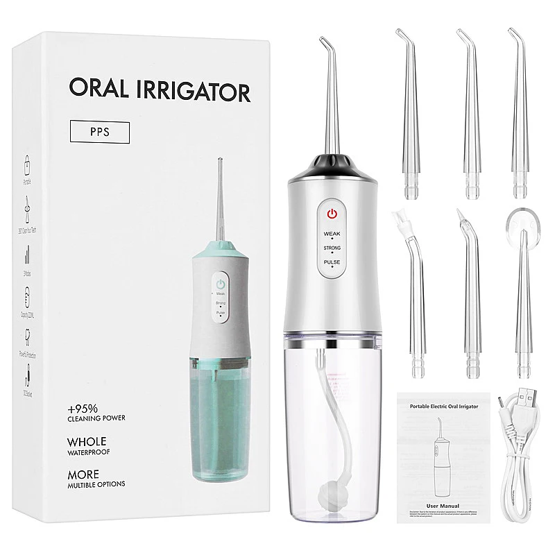 

Waterproof Oral Irrigator USB Rechargeable Water Flosser Portable Dental Water Jet Irrigator Dental Teeth Cleaner+6 Jet