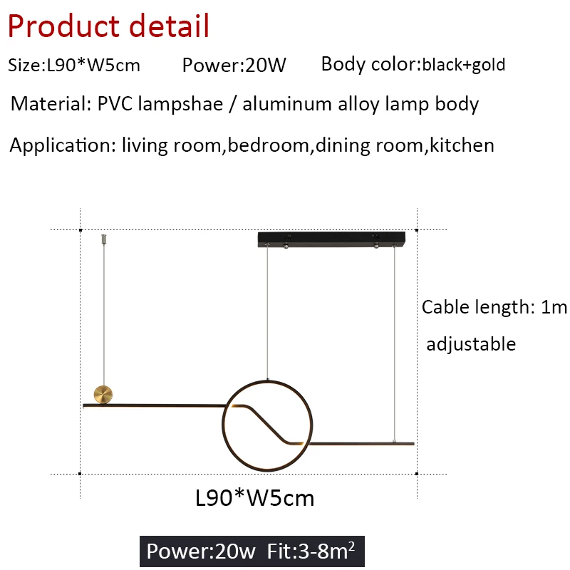 

Adjustable Modern Led Chandelier Lights For Living room Dinning room Bedroom Kitchen 90cm Indoor Home Lighting Lustre Luminaries