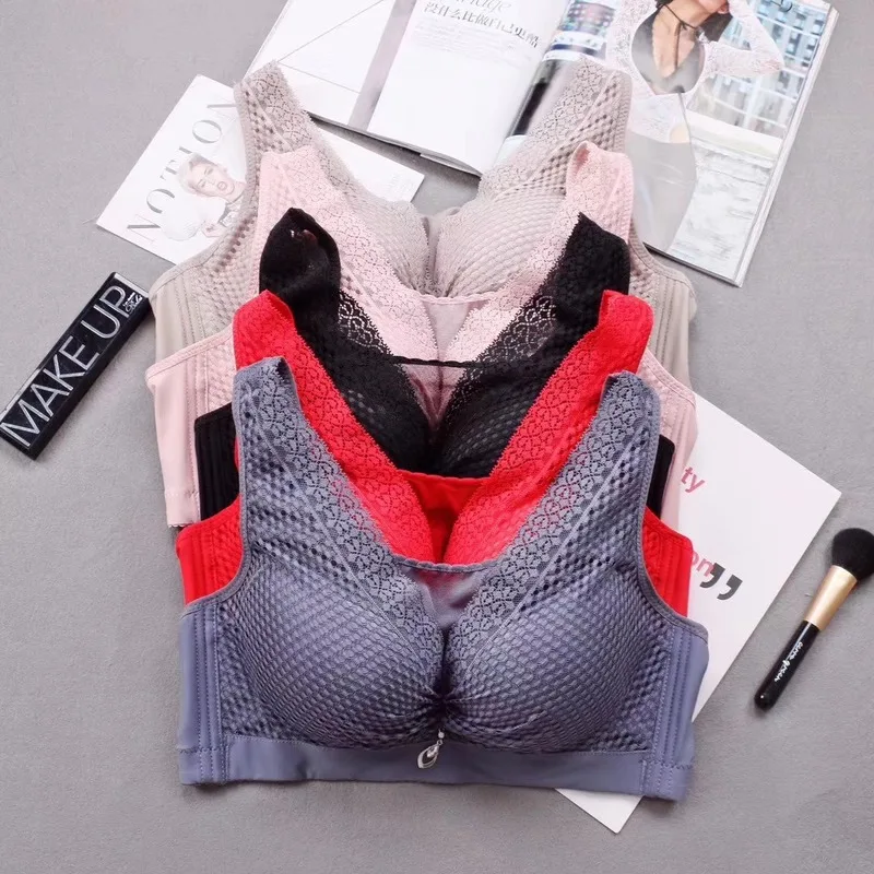 

One Piece Sexy Underwear Sexy Women Seamless Plus Size Bra Rayon Four Hooks Eye Back Closure Non-wired Push Up Cup