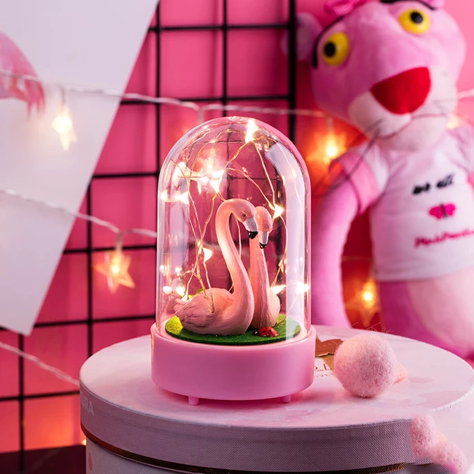 Креативный ночник с фламинго Вибрирующая лампа для комнаты девочек украшение