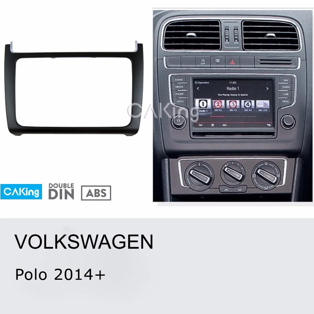 Автомобильный Радио Facia для VOLKSWAGEN Polo 2014 + (черный) DVD фасции стерео CD Панель Набор