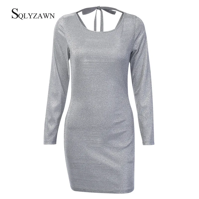 Блестящее облегающее платье для ночного клуба женское блестящее мини с открытой