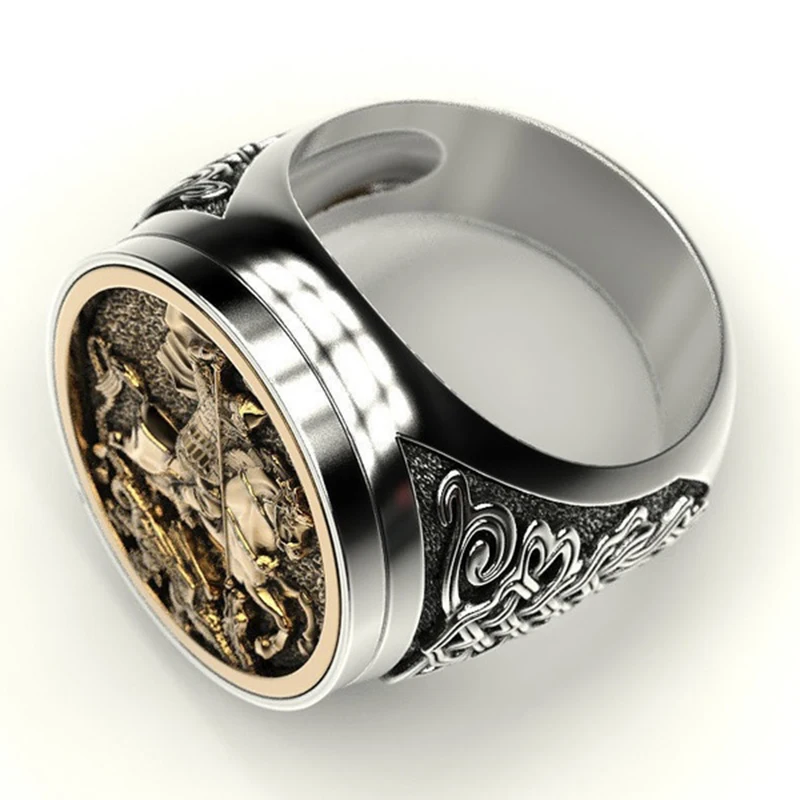 

Punk Delicate Warrior Dragon Men Ring Jewelry Hip Pop Soldier Military Signet Rings Top Quality Personality Gifts Biker Jewelry