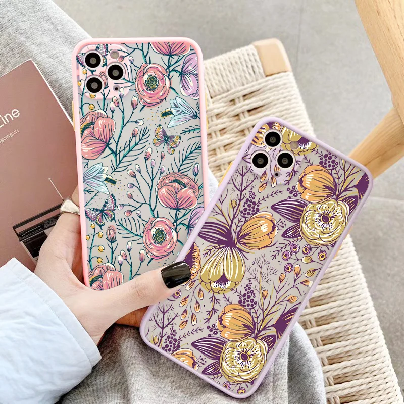 flower bud phone case for iphone 11 12 13 pro max for iphone x xs max xr 6s 7 8 plus se 2 back hard shockproof cover funda shell free global shipping
