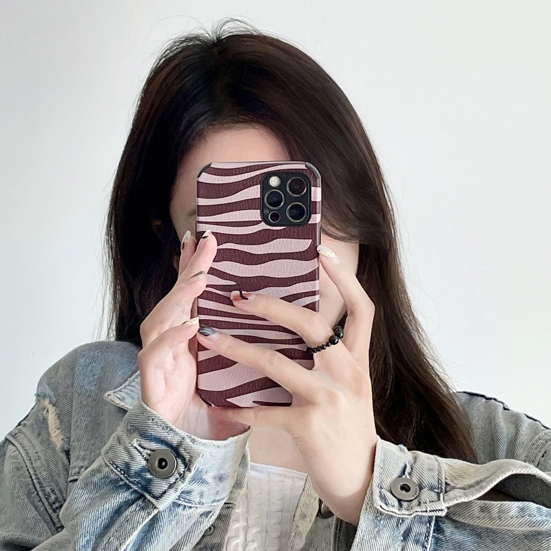 

Art Retro Autumn Zebra Pattern Phone Case For iPhone 12 11 Pro Max X Xs Max Xr 7 8 Puls Cases Shockproof Soft Leather Cover