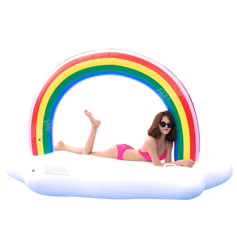 

Rainbow Inflatable Floating Swimming Ring Adult Children's Pool Party Water Toys Riding Air Cushion Swimm Ring Summer Essential