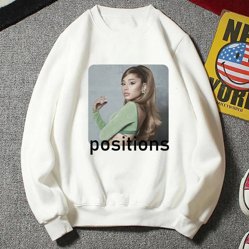 2021 Ariana Grande Sweatshirt Long Sleeve Round Neck Sweater for Women