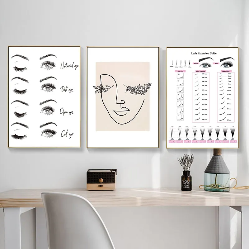 

Modern Fashion Eyelash Print Posters Makeup Wall Art Canvas Painting Pictures For Nail Beauty Salon Decor Girls Gift