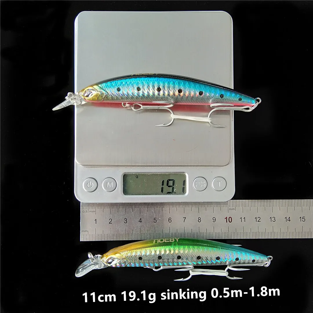 

Noeby 6pcs 11cm 19g Sinking 0.8-1.5m Long Casting New Model Fishing Lures Hard Bait Quality Wobblers Minnow