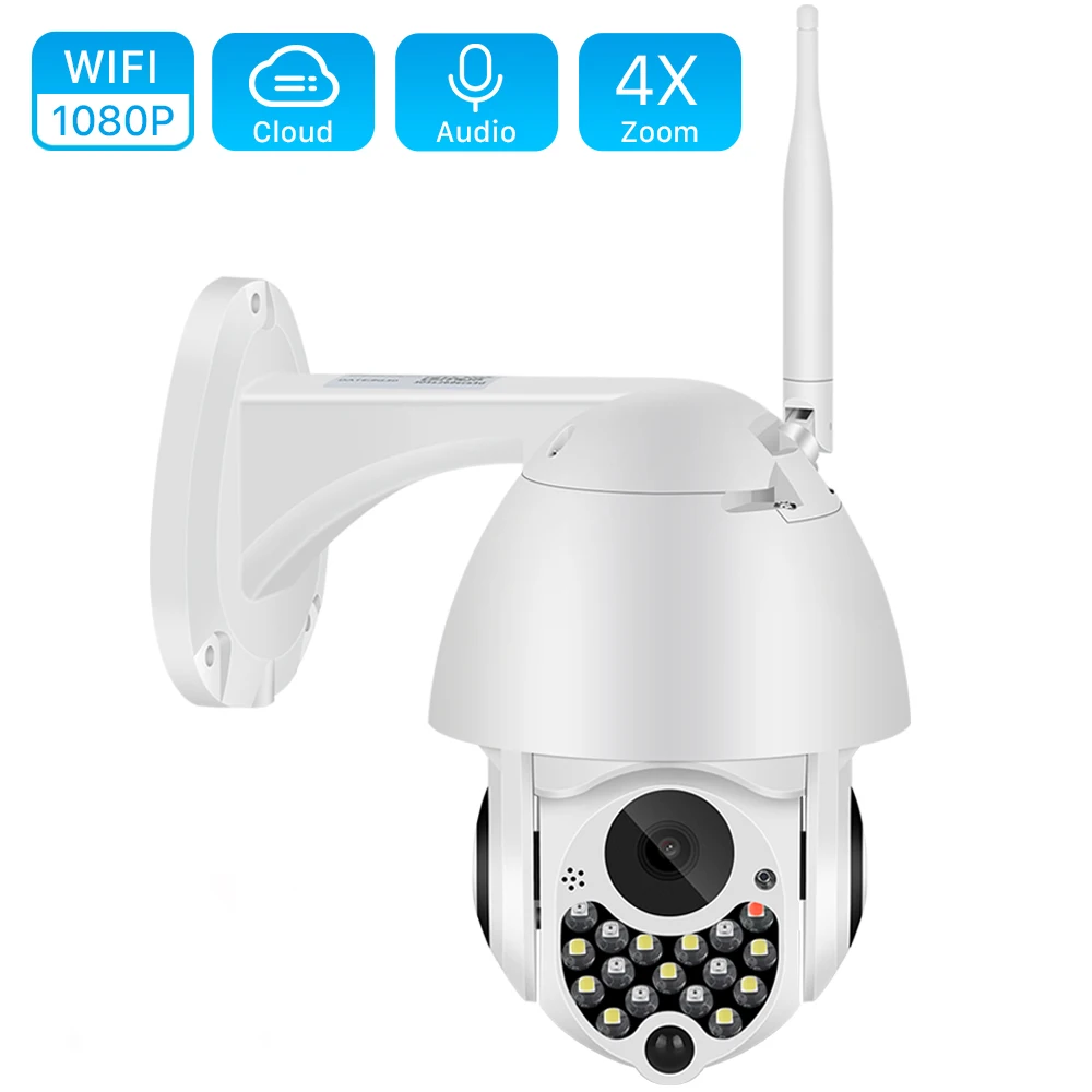Уличная Wi-Fi PTZ-камера 1080P с сиренсветильник автоматическое слежение облачная