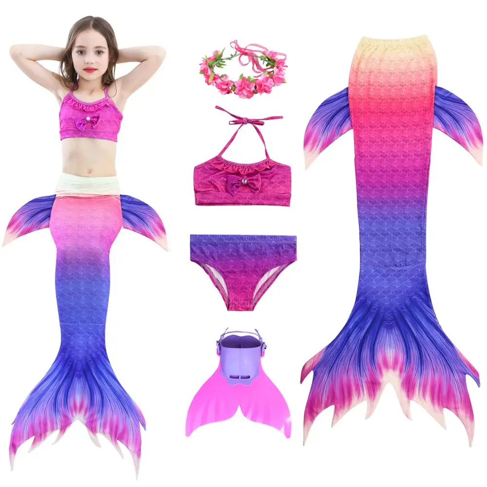 Женский костюм Русалочки с моноластами купальный для девочек хвостом и