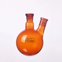 brown two necked flask oblique shapewith two necks standard grinding mouth 500mlmiddle joint 2429 and lateral joint 2429