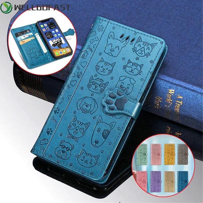 

Animals Wallet Leather Case for SONY Xperia10 II SONY Xperia1 II Xperia5 II Xperia L4 Flip Cover Cat Embossed Phone Coque Bags