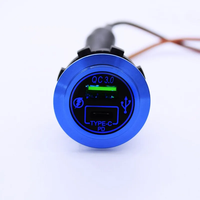

12-24 В Алюминиевый адаптер для быстрой зарядки QC3.0 USB Type C, автомобильное зарядное устройство, быстрая зарядка, автомобильное зарядное устройс...