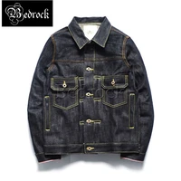 16oz heavy unwashed raw denim jacket for men pure cotton pramiry color raise jeans replica visvim101 vintage denim jacket