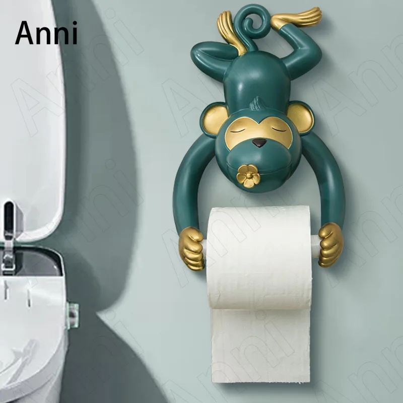 

Cartoon Monkey Decorative Toilet Paper Holder Nordic Modern Creative Resin Animal Tissue Holder Bathroom Decoration Accessories