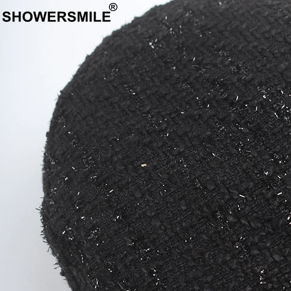 SHOWERSMILE/черная модная твидовая шляпа в стиле милитари Женская шапка моряка Сезон