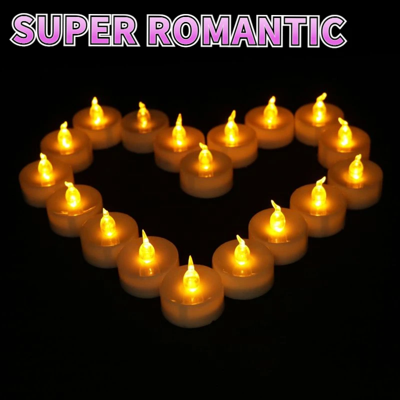 

YLANT 12pcs Flickering LED Candle Lights With Remote Control Flameless Electric Tealight Valentine light