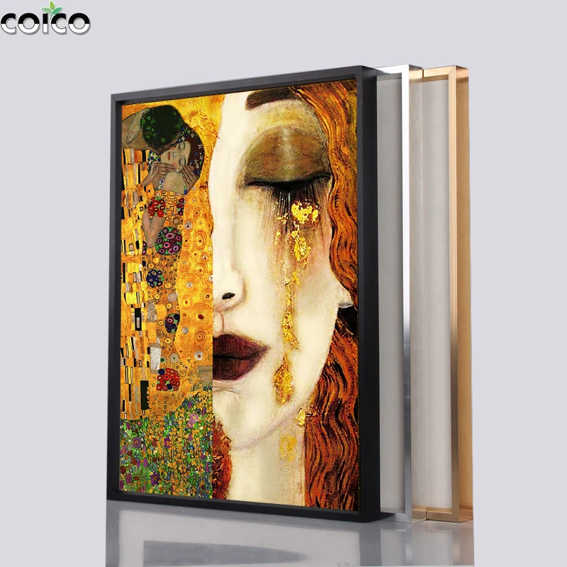 

Abstract Kiss Tear By Gustav Klimt Canvas Print with Frame Da Vinci Mona Lisa Poster and Prints Famous Wall Art Oil Painting
