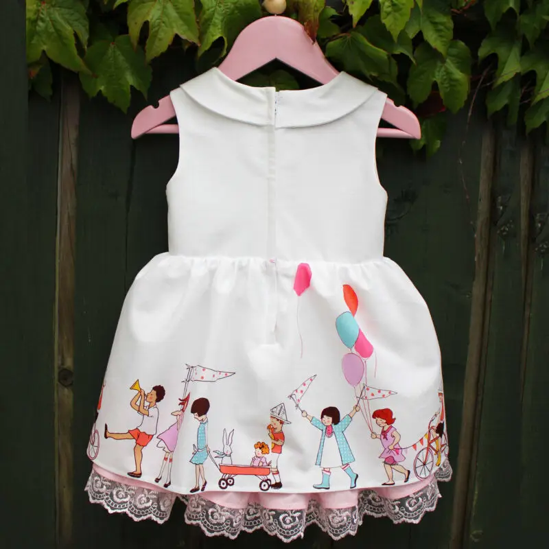 2020 HOT New Fashion Summer Baby Girl Circus Pattern Lace Bow Sleeveless Party Dress 1-5 Years | Детская одежда и обувь