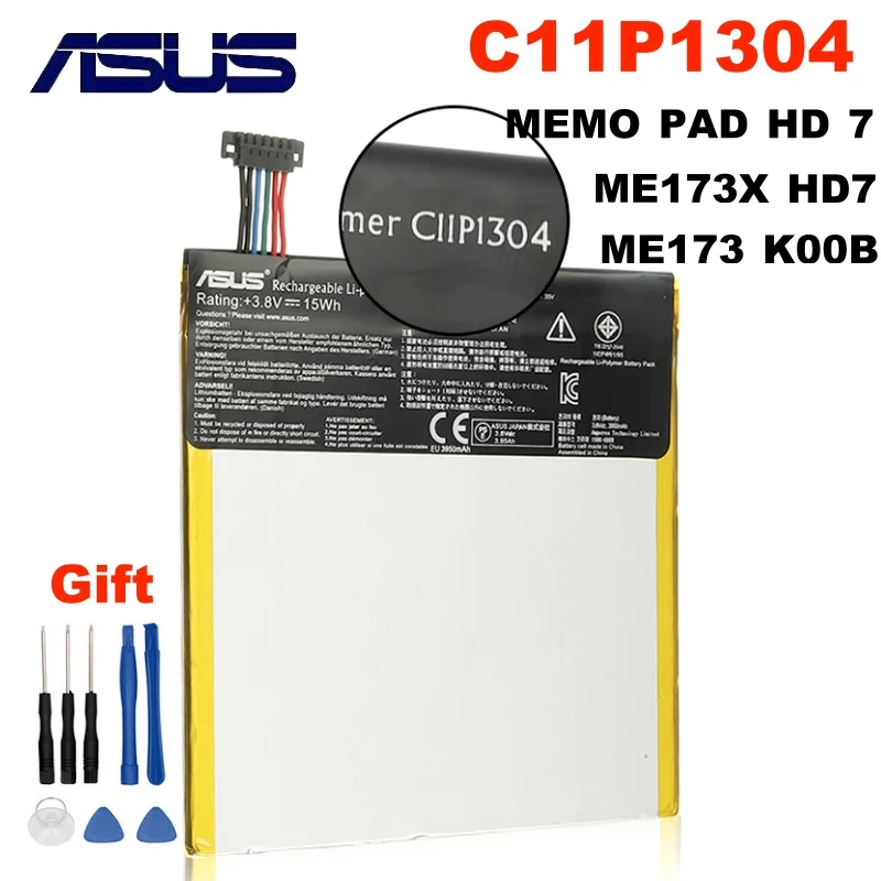 100% ASUS C11P1304 Оригинальная заменяемая батарея для планшета Asus MEMO PAD HD 7 ME173X HD7 ME173 K00B K00U ME180A K00L 3950mAh.