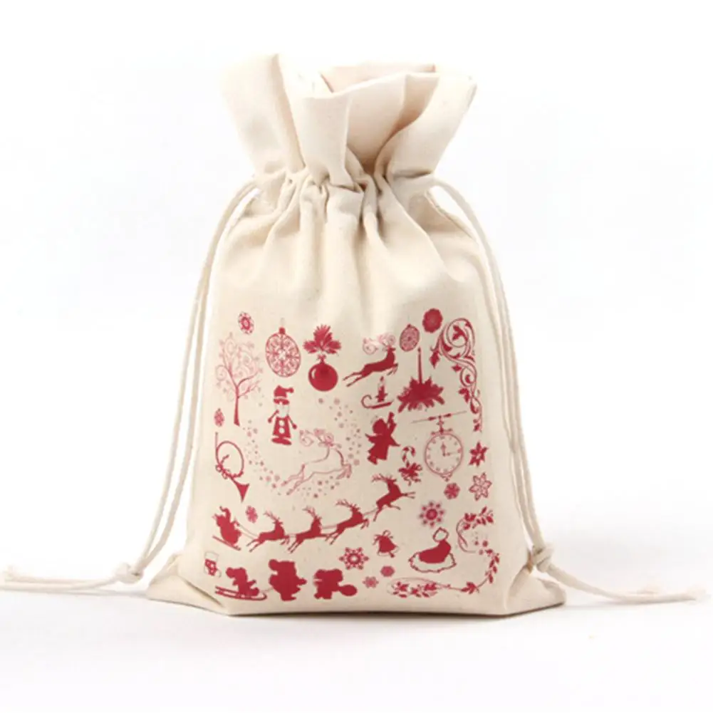 1 шт. Рождественский мешок 16 см X 23,5 см Холст Drawstring конфеты мешок счастливого Нового года детей рождественские подарочные сумки
