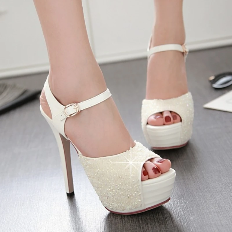 Женские босоножки с открытым носком fanyuan летние блестящие сандалии на платформе