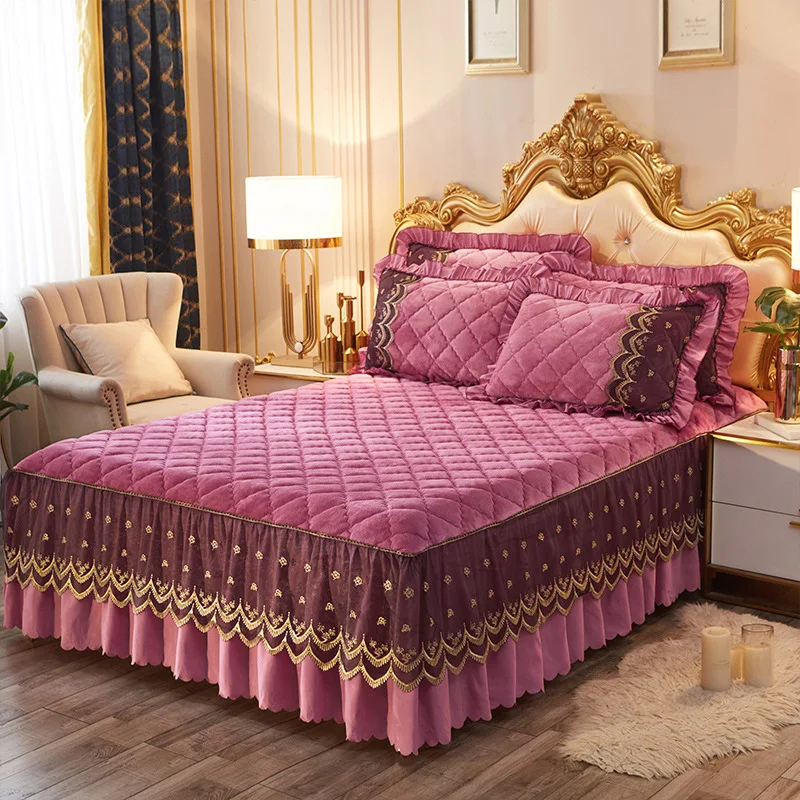 Комплект постельного белья высокого качества бархатная кружевная юбка для