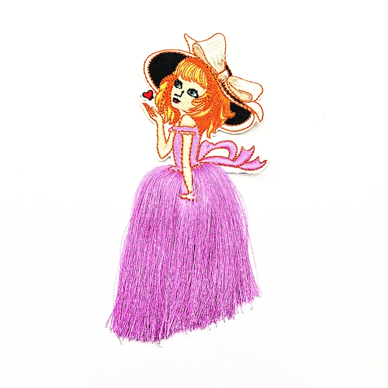 1 шт. Мультяшные нашивки с кисточкой модные милые девушки прекрасная вышивка