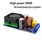 Плата моноусилителя IRS2092S, 500 Вт, класс D, HIFI, цифровой усилитель высокой мощности 20 Гц-20 кГц, защита динамика с вентиляторами