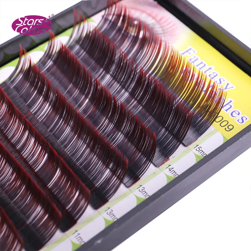 Смешанный Размер 7 15 мм шелковые цветные ресницы для наращивания накладные 0 10 C Curl