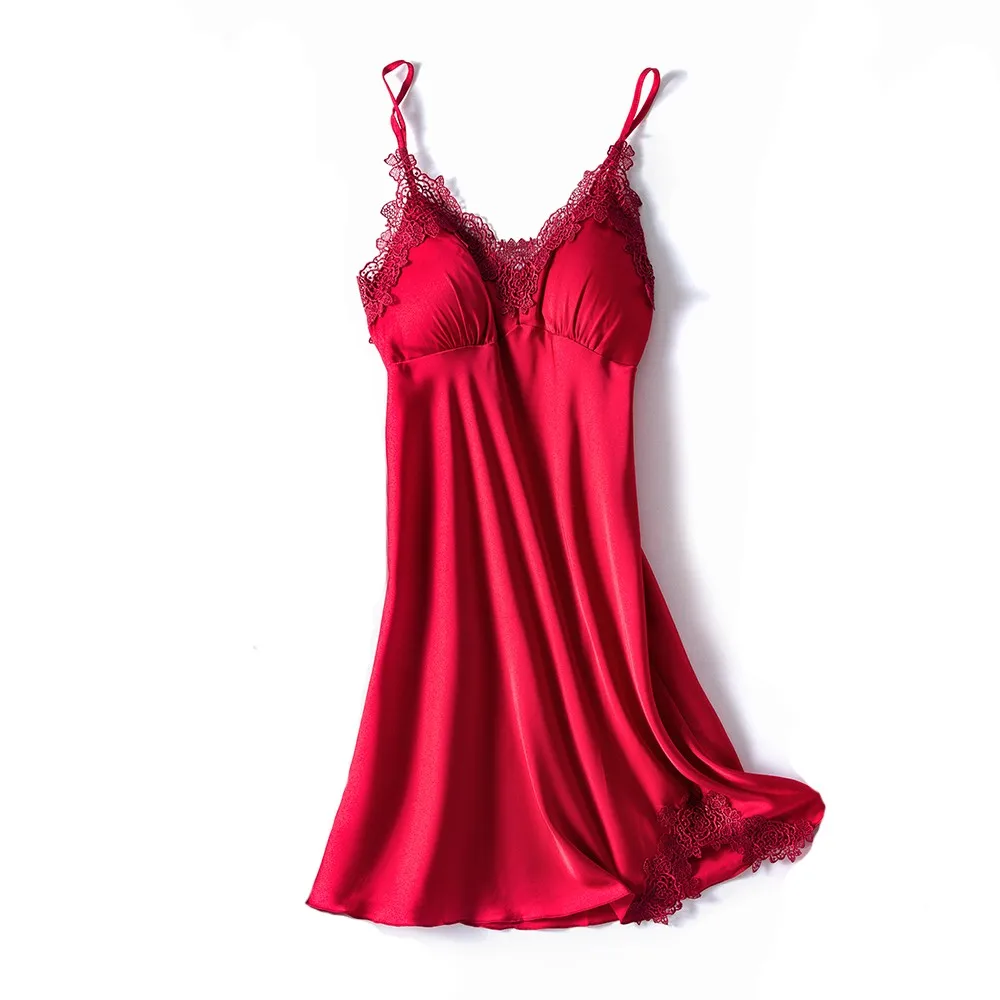 

Пикантная ночная рубашка с открытой спиной, летняя женская кружевная ночная рубашка Атласная подвязка, ночная рубашка без рукавов, домашня...
