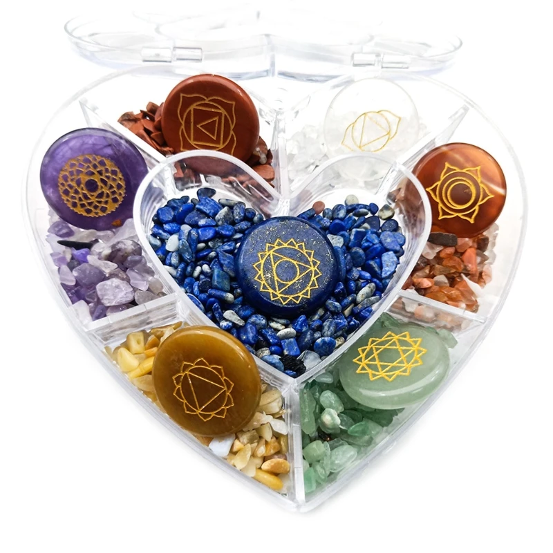 

2021 новый в форме сердца в штучной упаковке 7 Чакра камень, реики балансировки и сушить в стиральной машине чип с украшением в виде кристаллов...
