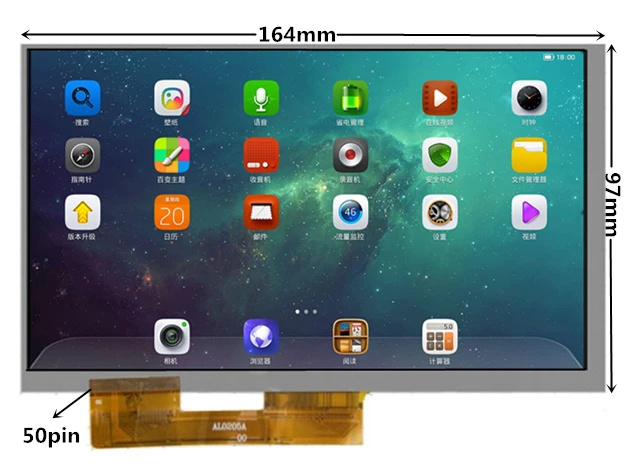 

7 Inch LCD Display Screen For China-Tablet PC Tablet, ((1024*600), (164*97 mm), 50 Pin)