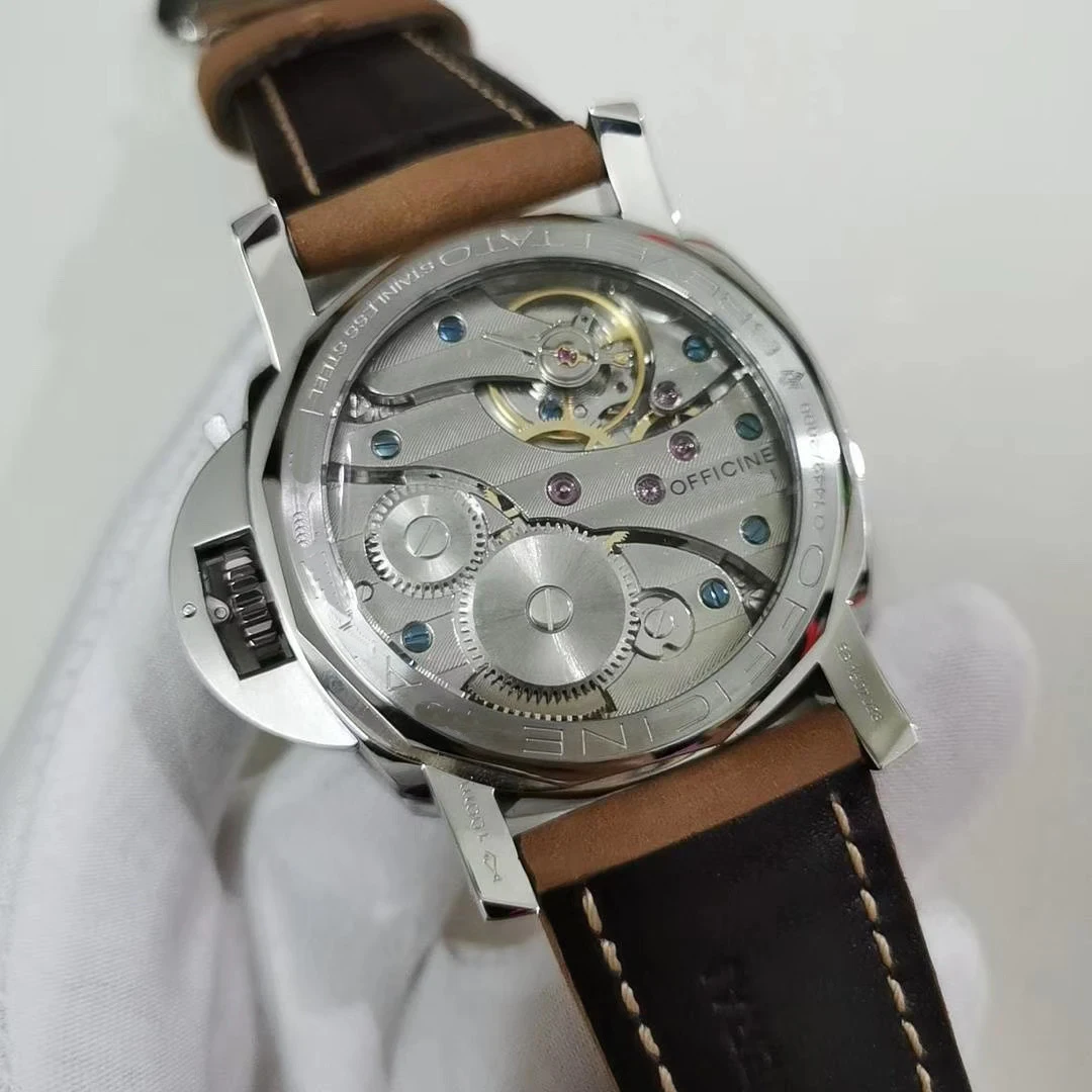 

Luxury Brand New Men Automatic Mechanical Hand Wind Sapphire Brown Leather Stainless Steel 1950 Watch Black Dial Luminous 47mm