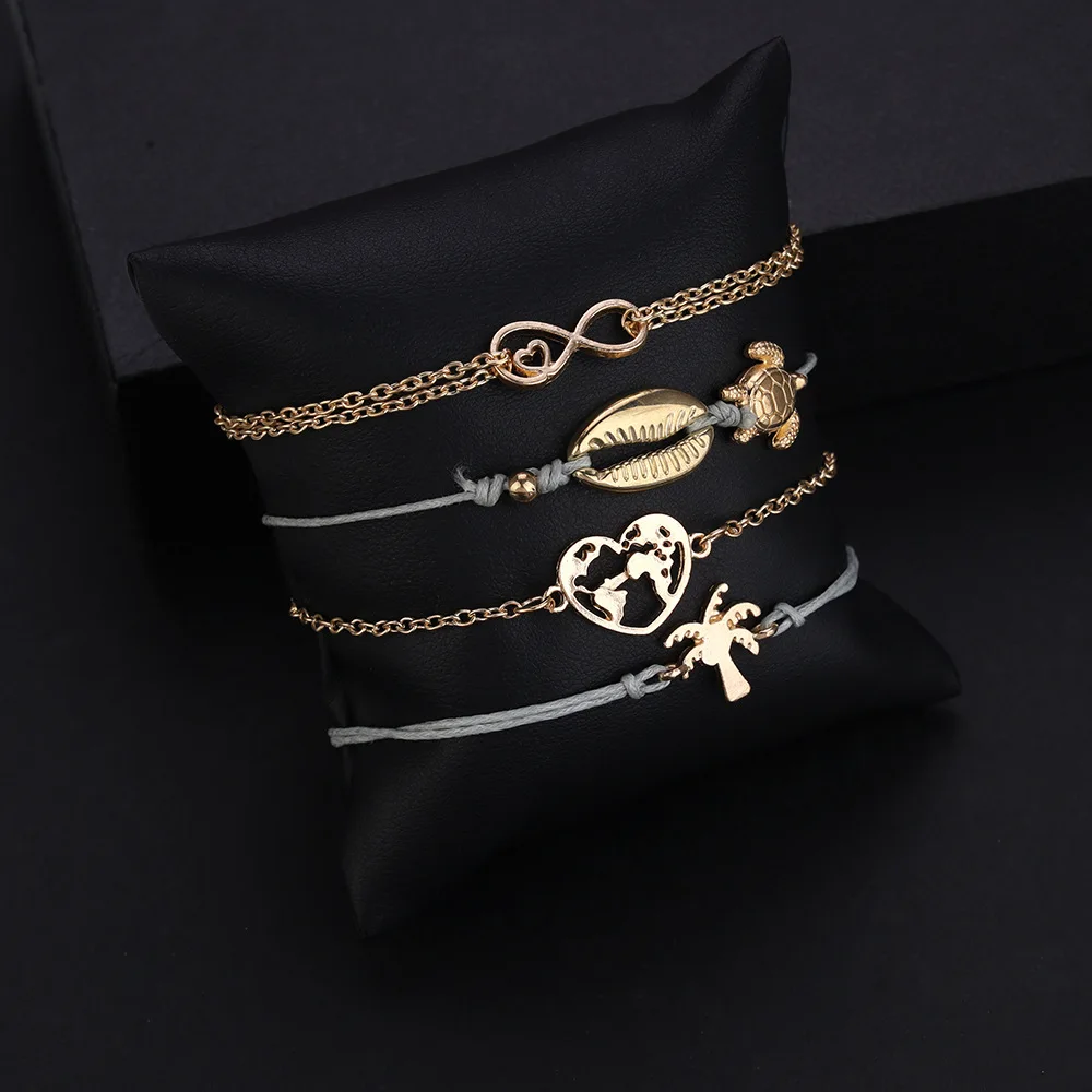 4 шт./компл. простые цифровые карта мира панцирь черепахи ручной браслет браслеты