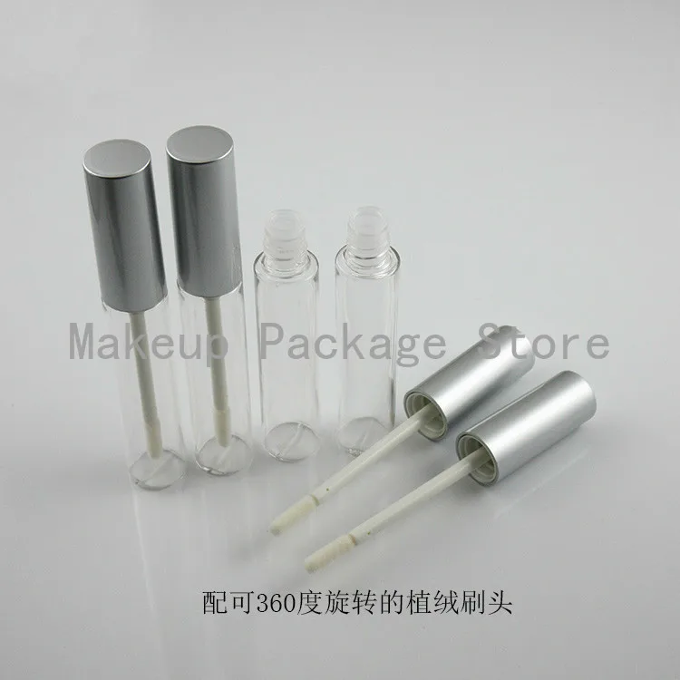 

10/30/50/100pcs 10ml Empty DIY Makeup Lip Gloss Bottle UV Lacquered Silver Lip Gloss Bottle with 360 Degree Swivel Brush Head