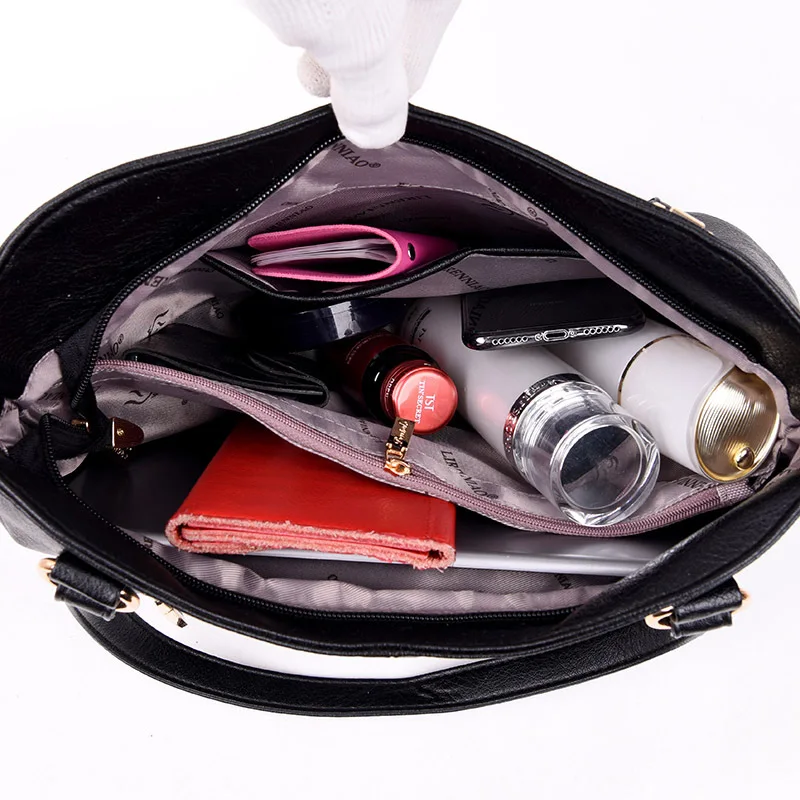 

New middle-aged mother bag high-quality soft leather ladies cross-body hand carrying large capacity shoulder bag female bag