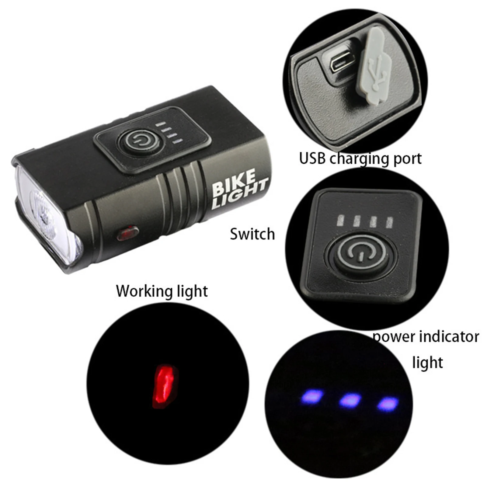 

Waterproof Front Headlight Ultra Bright USB Rechargeable 4/6 Modes Bicycle Light Bicycle Accessories Replacement Parts