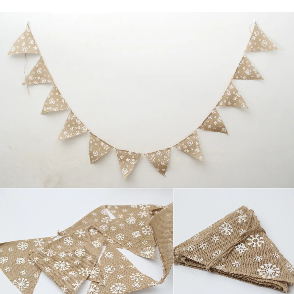 

1pcs Merry Christmas Burlap Banners Jute Burlap Banners for Wedding Party Wall Tree Home Christmas Decoration