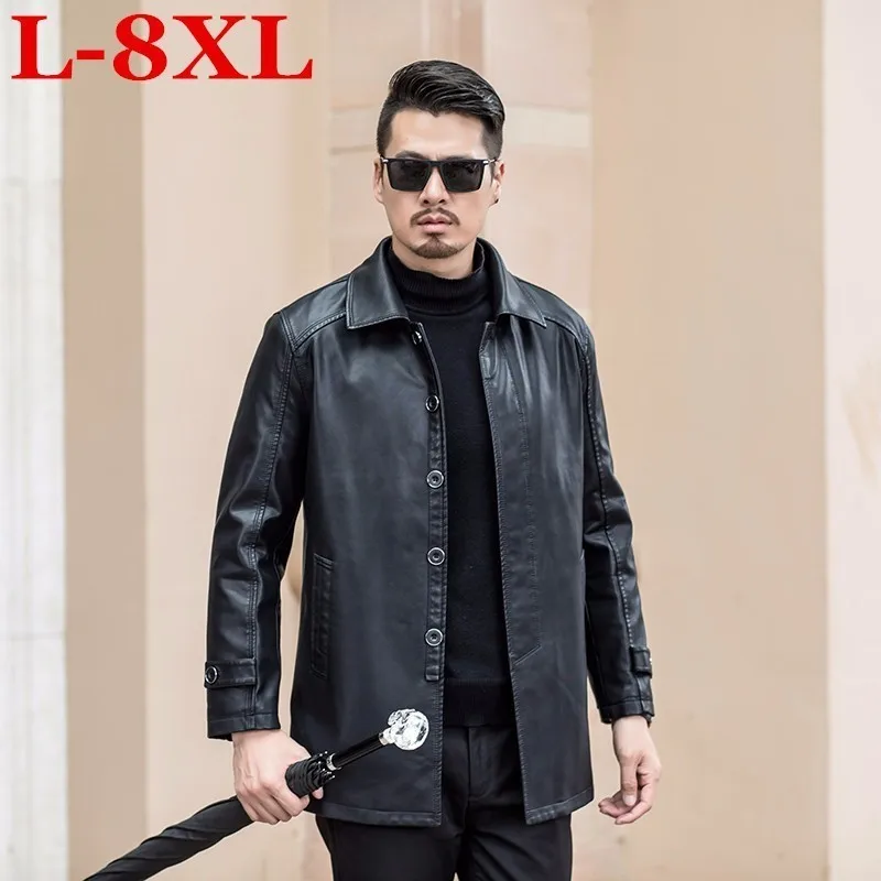 Новая куртка осень зима из искусственной кожи Мужская модная ветровка бомбер с отложным воротником