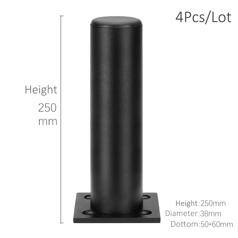 Height 25cm - Black Утолщенные Регулируемые Алюминиевые ножки для мебели, ножки для шкафа 6-30 см, подставка для шкафа телевизора, ножки для ванной комнаты, ножки для дивана, набор из 4 предметов - Цвет: Height 25cm - Black