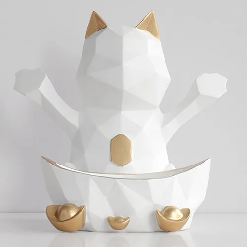 

Resin Statues For Wedding Decoration, Square Caramel Boxes Geometric Cats Wall Decoration For Lucky Sculptures Christmas gifts