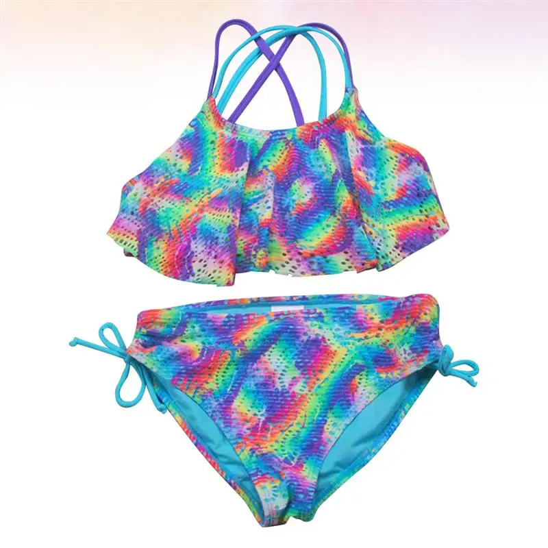 Детский Модный Купальник с вырезами бикини купальник красочный раздельный