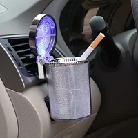 onever new cup holder storage ashtray container car ashtray with led lamp unique car cup flameproof ashtray gas bottle hangable