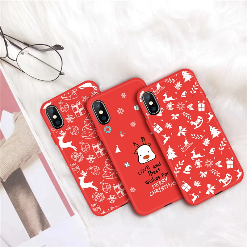 Новогодний чехол для телефона iPhone 11 Pro Max 2019 из ТПУ X XS XR 7 8 6S 6 Plus с рождественским