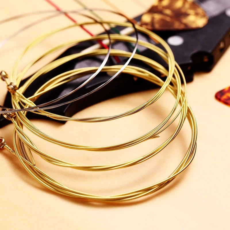 

Acoustic Guitar Strings Replacement Steel Guitar Strings with 9 Pcs Celluloid Guitar Picks for Electric Acoustic Guitar