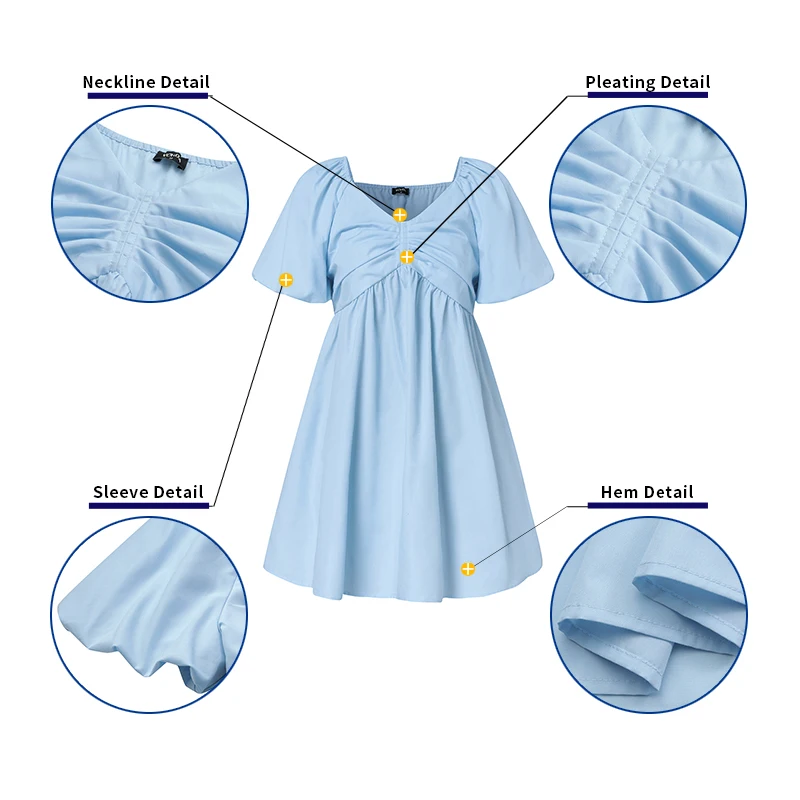 

Women Party Pleated Dress VONDA 2021 Women Summer Casual Puff Sleeve Shorts Sleeve V Neck Dresses Loose Bohemian Vestido S-5XL
