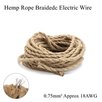 18awg 0 75mm hemp rope braidedc electric wire retro twine twist braided flex power cable fabric electrical lamp cord 2 3 core
